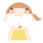 洗顔をする女の子のイラスト