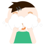 洗顔をする男の子のイラスト
