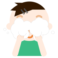 洗顔をする男の子のイラスト