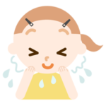 泡を洗い流す女の子のイラスト