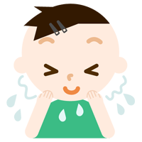 泡を洗い流す男の子のイラスト