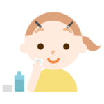 スキンケアをする女の子のイラスト（化粧水）