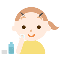 スキンケアをする女の子のイラスト（化粧水）