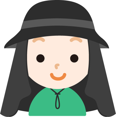 サンシェード付きの帽子を被る男の子のイラスト(黒)