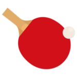 卓球ラケット（赤）とボールのイラスト