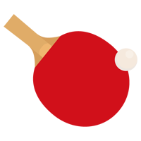 卓球ラケット（赤）とボールのイラスト