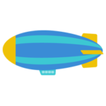 飛行船のイラスト（青）