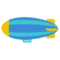 飛行船のイラスト（青）