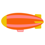 飛行船のイラスト（赤）
