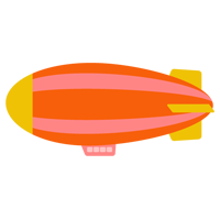 飛行船のイラスト（赤）