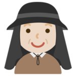 サンシェード付きの帽子を被る高齢者の男子性のイラスト（黒）