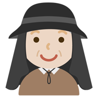 サンシェード付きの帽子を被る高齢者の男子性のイラスト（黒）