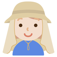 サンシェード付きの帽子を被る若い女性のイラスト（ベージュ）