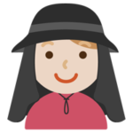 サンシェード付きの帽子を被る若い男性のイラスト（黒）