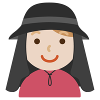 サンシェード付きの帽子を被る若い男性のイラスト（黒）