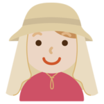 サンシェード付きの帽子を被る若い男性のイラスト（ベージュ）