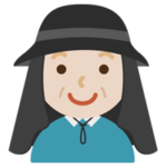 サンシェード付きの帽子を被る中年の男性のイラスト（黒）