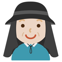 サンシェード付きの帽子を被る中年の男性のイラスト（黒）
