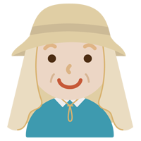 サンシェード付きの帽子を被る中年の男性のイラスト（ベージュ）