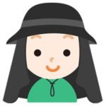 サンシェード付きの帽子を被る男の子のイラスト（黒）