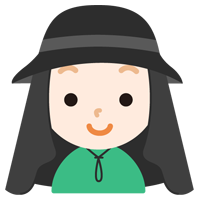 サンシェード付きの帽子を被る男の子のイラスト（黒）