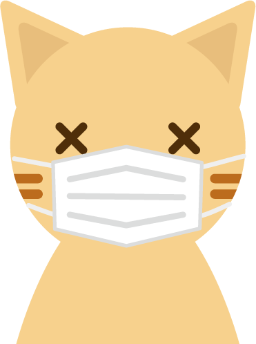 マスクをしたネコのイラスト アップ2 無料イラスト素材のillalet