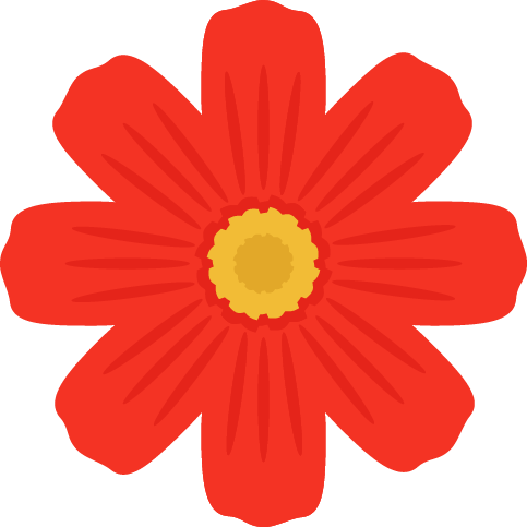 赤色のコスモスの花のイラスト