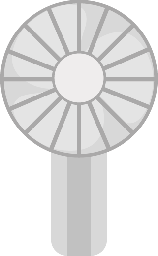 ハンディ扇風機のイラスト（グレー）