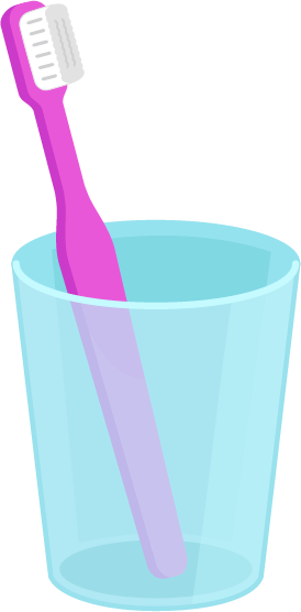 コップに入ったピンクの歯ブラシのイラスト