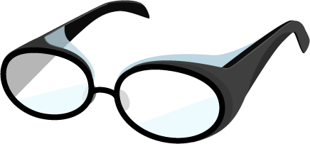 花粉症用のメガネのイラスト（黒）