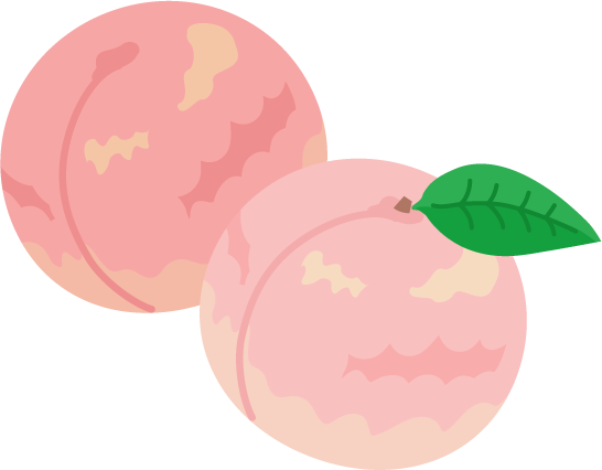 桃のイラスト（葉っぱ）
