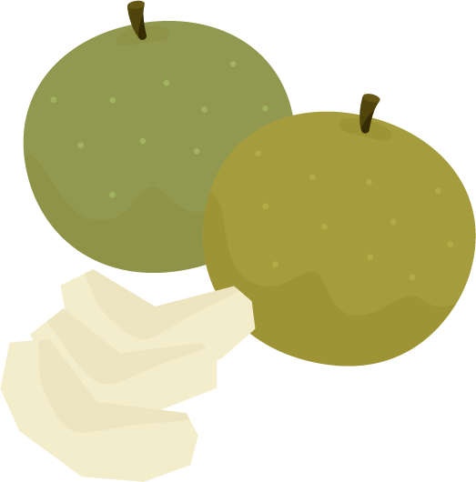 丸ごとの梨とカットされた梨のイラスト