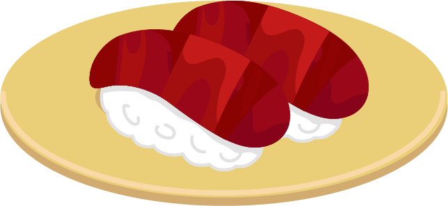マグロの赤身のお寿司のイラスト（回転寿司）