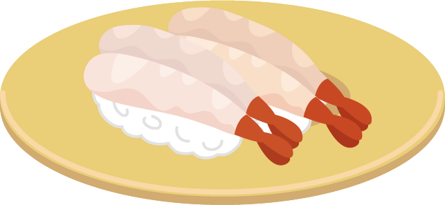 甘えびのお寿司のイラスト（回転寿司）