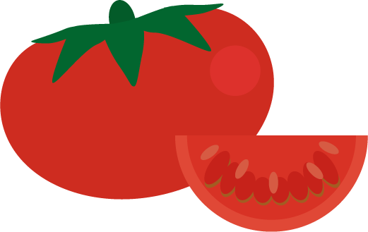 トマトのイラスト（ホール・カット）