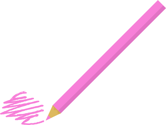 一本のピンク色の色鉛筆で何かを描くイラスト