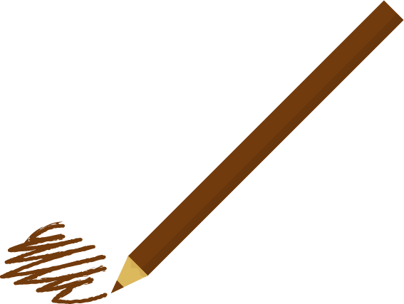 一本の茶色い色鉛筆で何かを描くイラスト