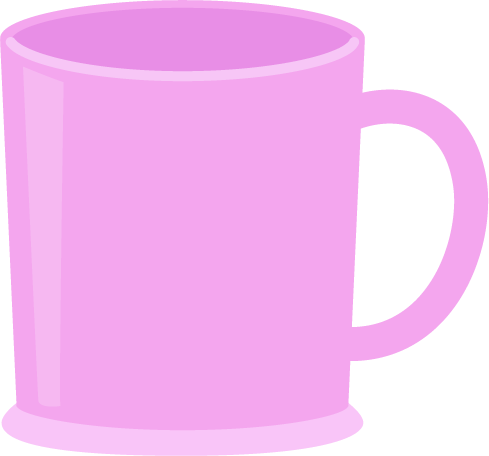 ピンク色のプラスチックのマグカップのイラスト2