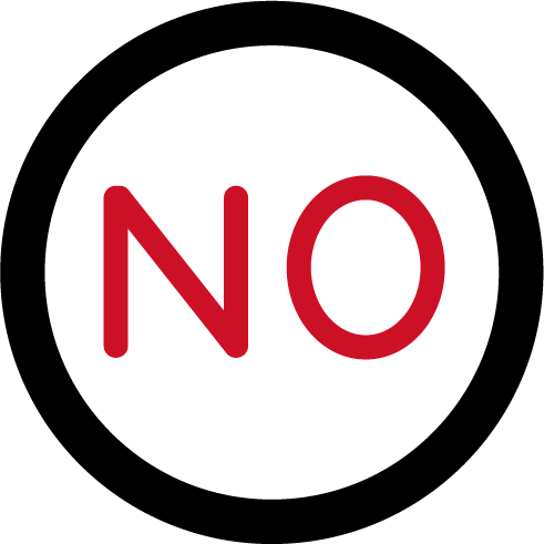 「NO」のアイコンイラスト（黒・赤）