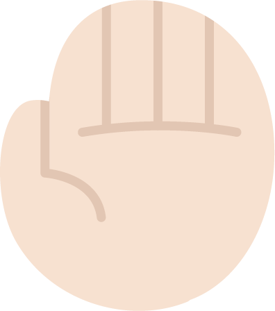 手のひらを向けた禁止のアイコンイラスト（左手）