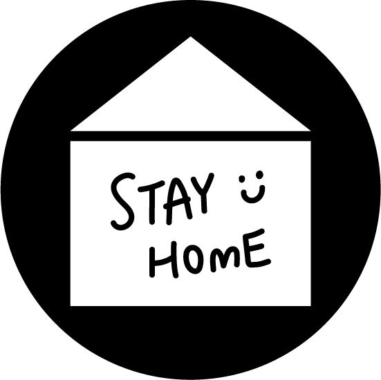 Stay Home アイコンイラスト 丸 白黒 無料イラスト素材のillalet