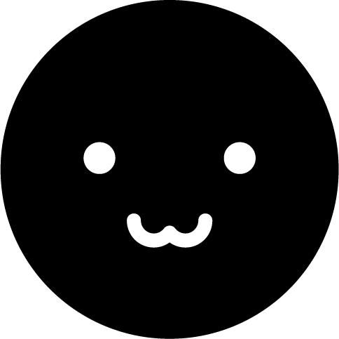 猫の口の顔のアイコンのイラスト（黒）