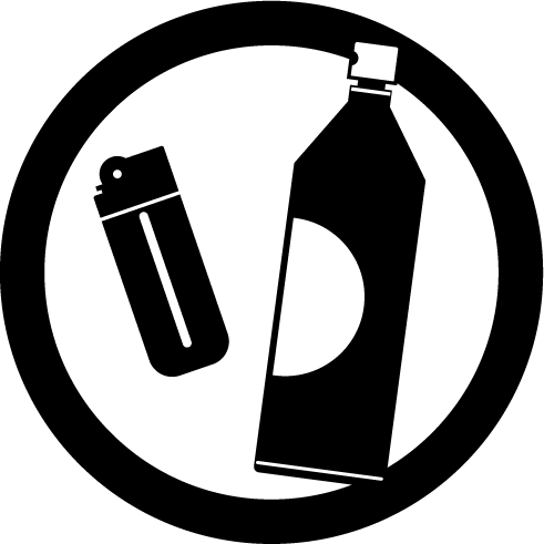 危険物のゴミのアイコンイラスト（スプレー缶・ライター）（白黒）
