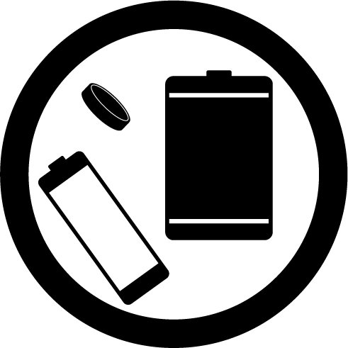 危険物のゴミのアイコンイラスト（電池）（白黒）