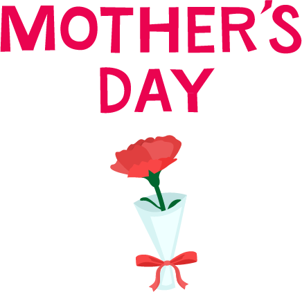 母の日「MOTHER'S DAY」の文字とカーネーションのイラスト2