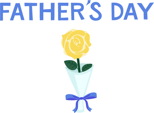 父の日「FATHER'S DAY」の文字と薔薇の花のイラスト1