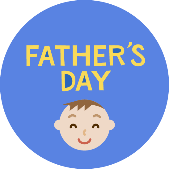 父の日「FATHER’S DAY」の文字と男性の顔のイラスト 