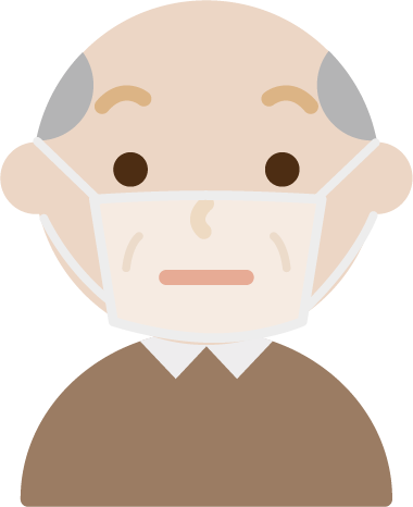 高齢者男性のマスク下の表情イラスト（不機嫌）