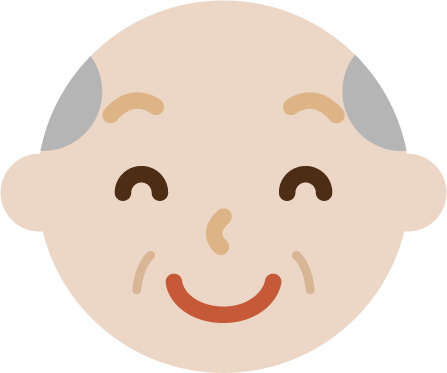 高齢者の男性の顔の表情のイラスト（笑顔）