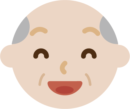 高齢者の男性の顔の表情のイラスト（破顔）
